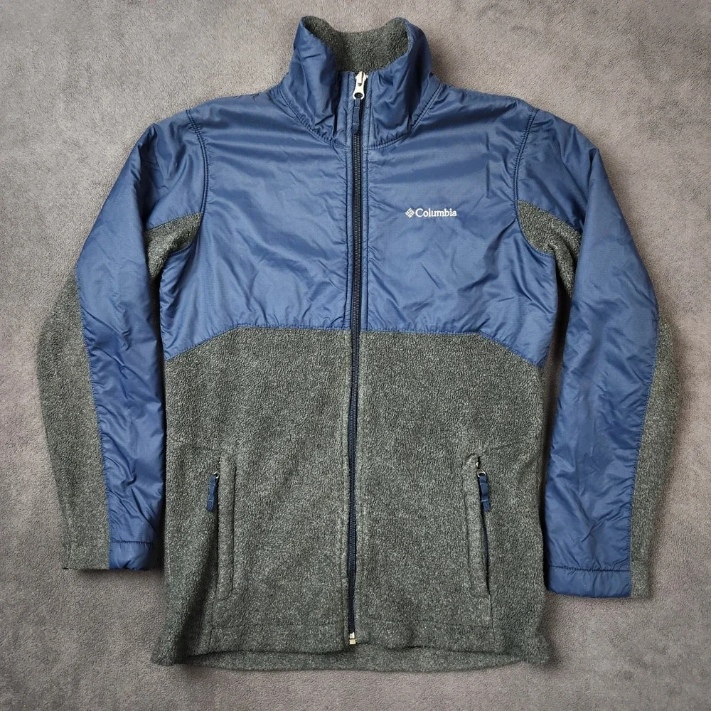 Columbia Fleece Jacket Kids Medium 10/12 Blue Gray Full‎ Zip Lightweight